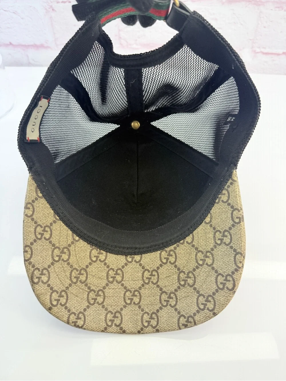 Gucci GG Supreme Monogram Tiger Print Baseball Hat M 58 Beige